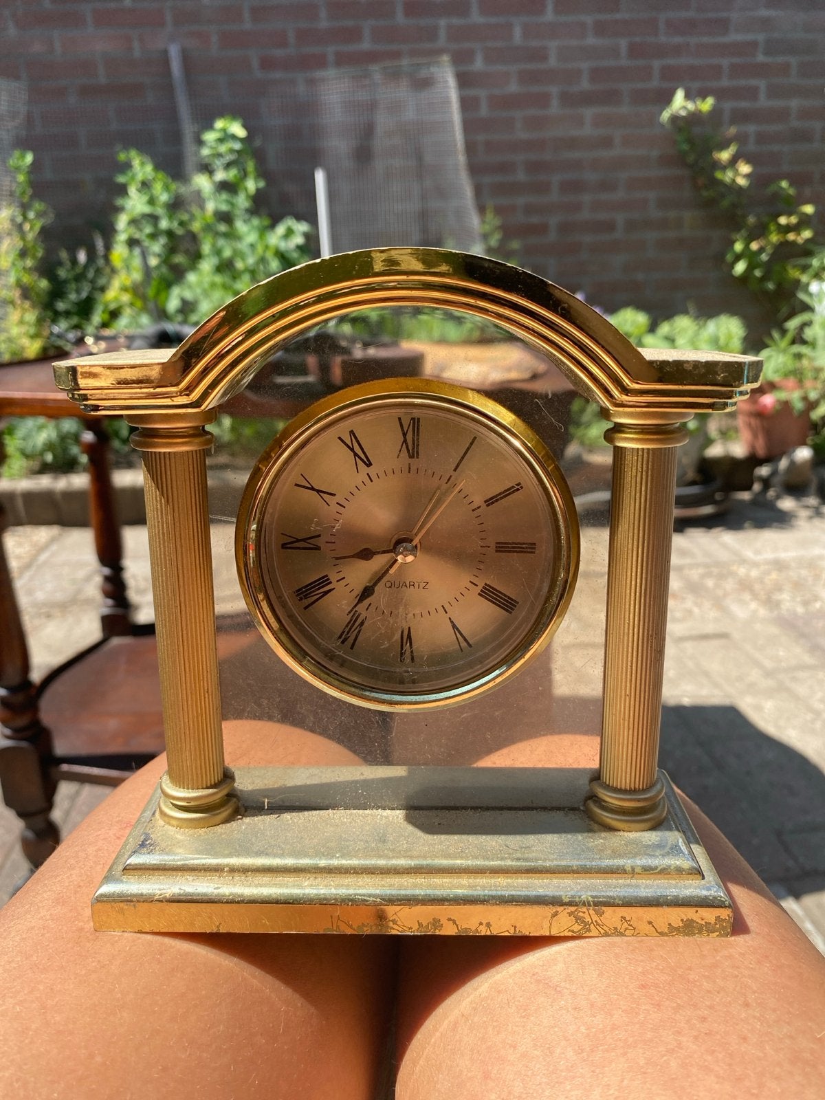 Vintage gouden Quartz tafelklokje, Antiek en Kunst, Antiek | Klokken, Ophalen