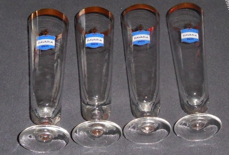 Bavaria Bier Oude bierglazen set 4 stuks Flutes, Verzamelen, Ophalen of Verzenden, Zo goed als nieuw, Glas of Glazen, Bavaria