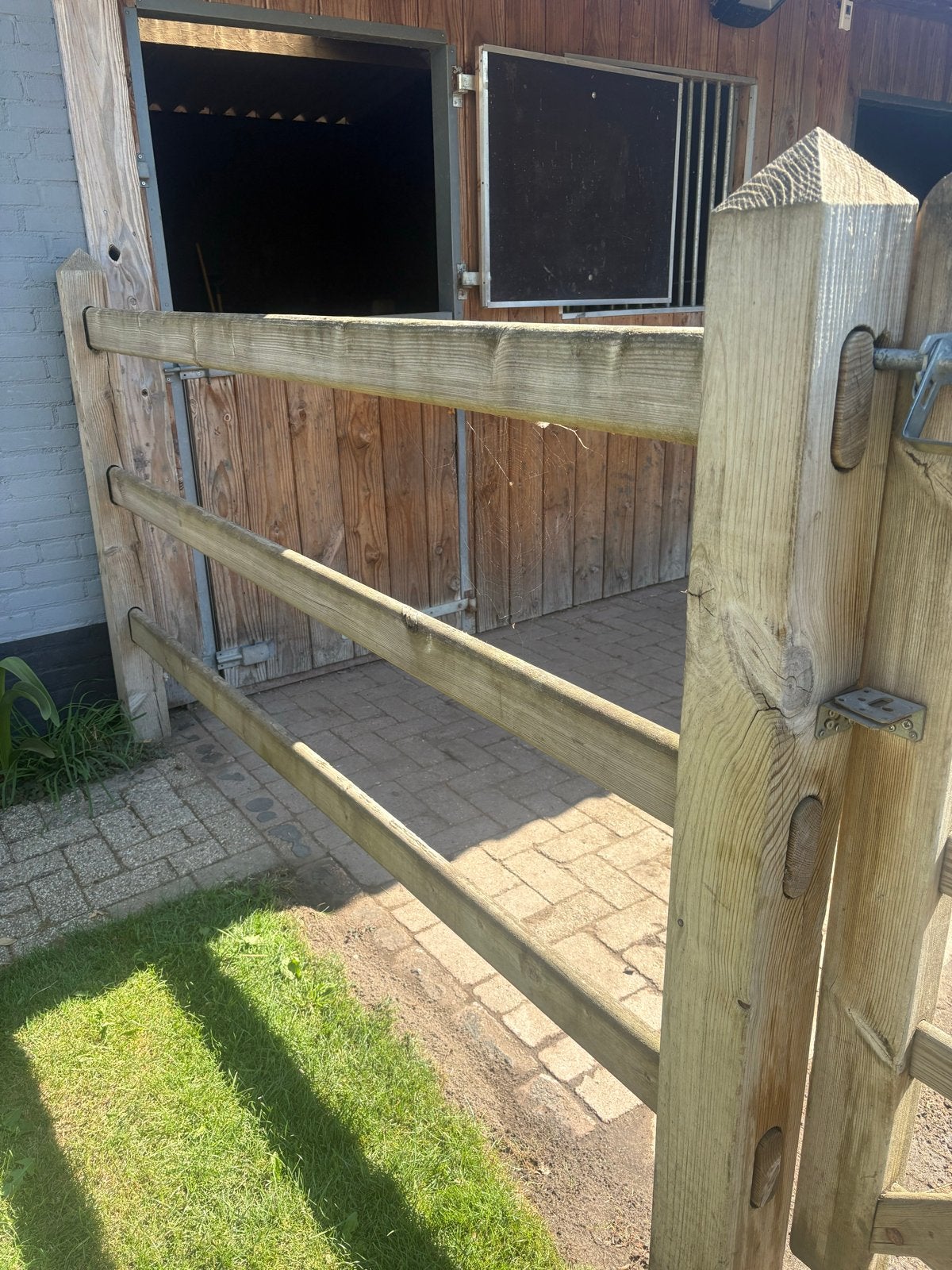 Houten hekwerk met poort voor tuin of paardenweide, Tuin en Terras, Tuinhekken en Hekwerk, Ophalen, Met poort, Gebruikt, Tuinhek