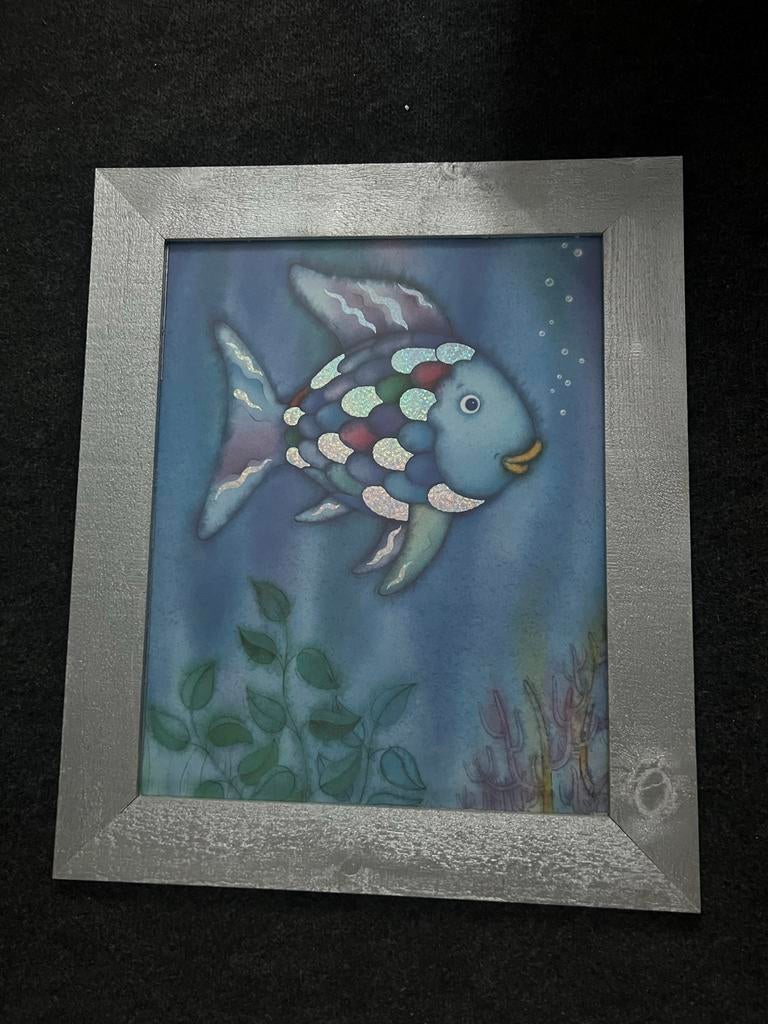 Schilderij 'Regenboogvis' in zilveren lijst - 53x63cm, Ophalen of Verzenden