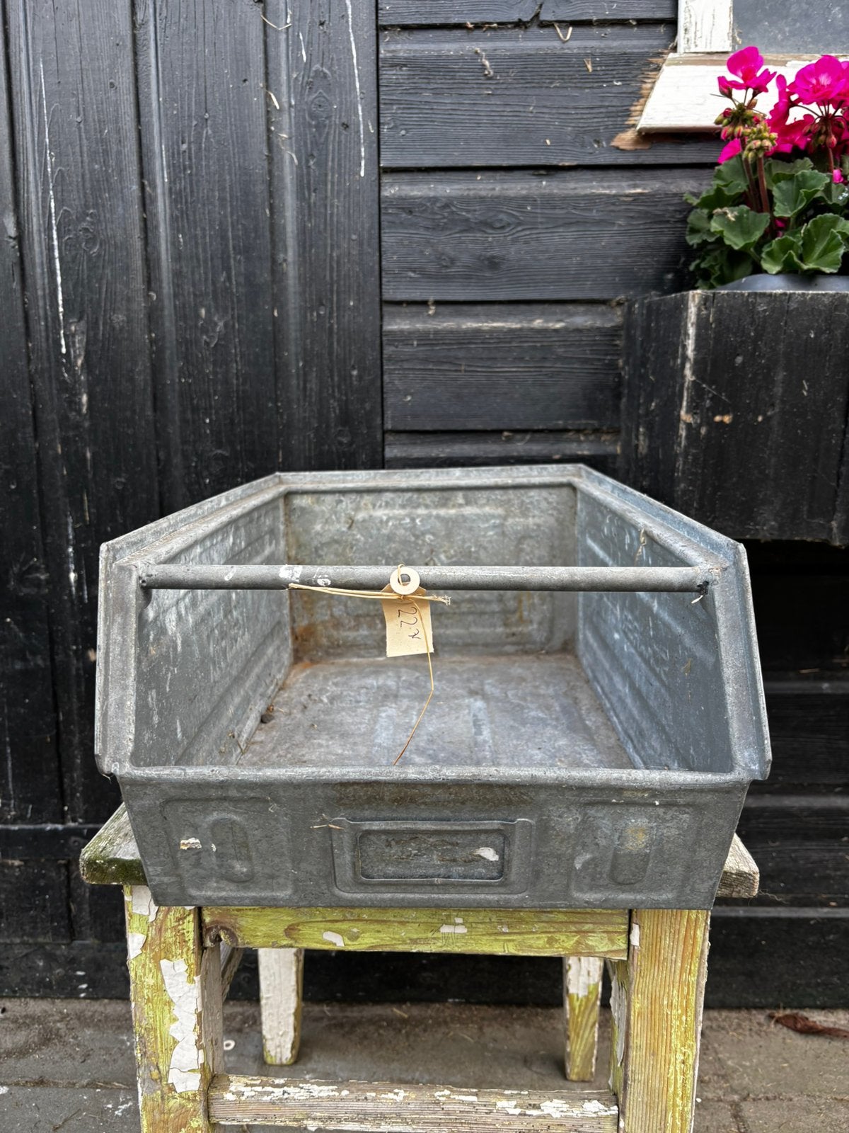 Brocante zinken voorraadbak, Antiek en Kunst, Curiosa en Brocante, Ophalen of Verzenden