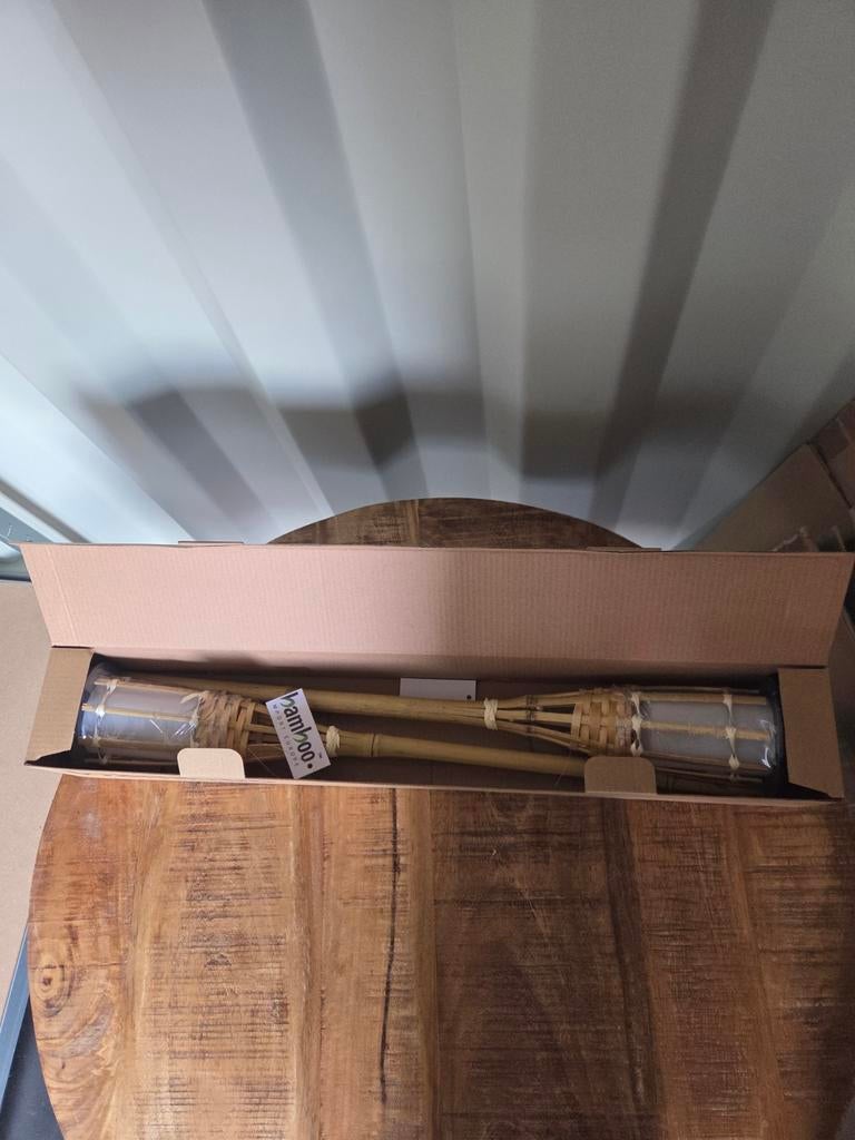 Nieuwe bamboe tuinfakkel op zonne-energie, Ophalen of Verzenden, Nieuw