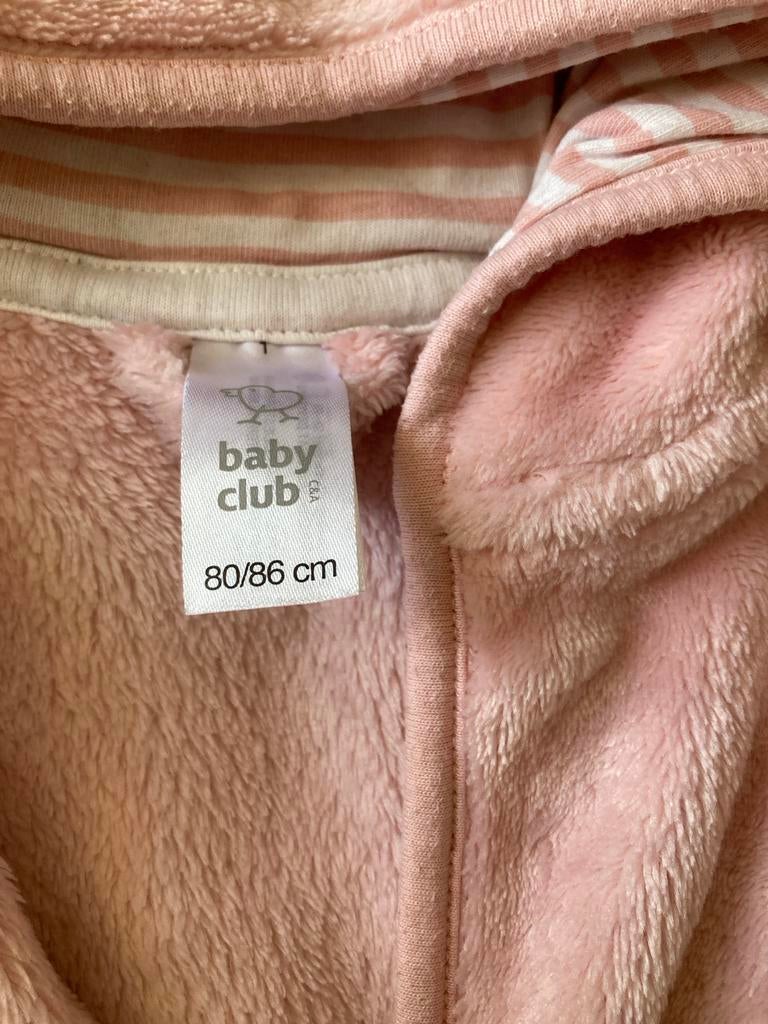Roze badjas met konijnenoren - Baby Club (80/86 cm), Ophalen of Verzenden, Gebruikt, Meisje