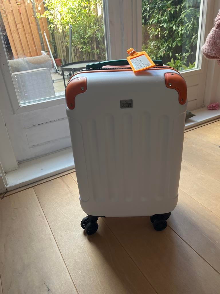 Witte handbagage koffer, postcode loterij, 40 tot 60 cm, 20 tot 30 cm, Wit, Nieuw