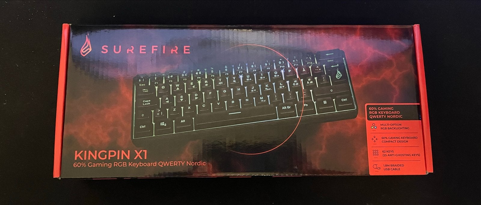 SureFire Kingpin X1 60% Gaming Toetsenbord QWERTY Nordic, Gaming toetsenbord, Ophalen of Verzenden, Zo goed als nieuw, Qwerty