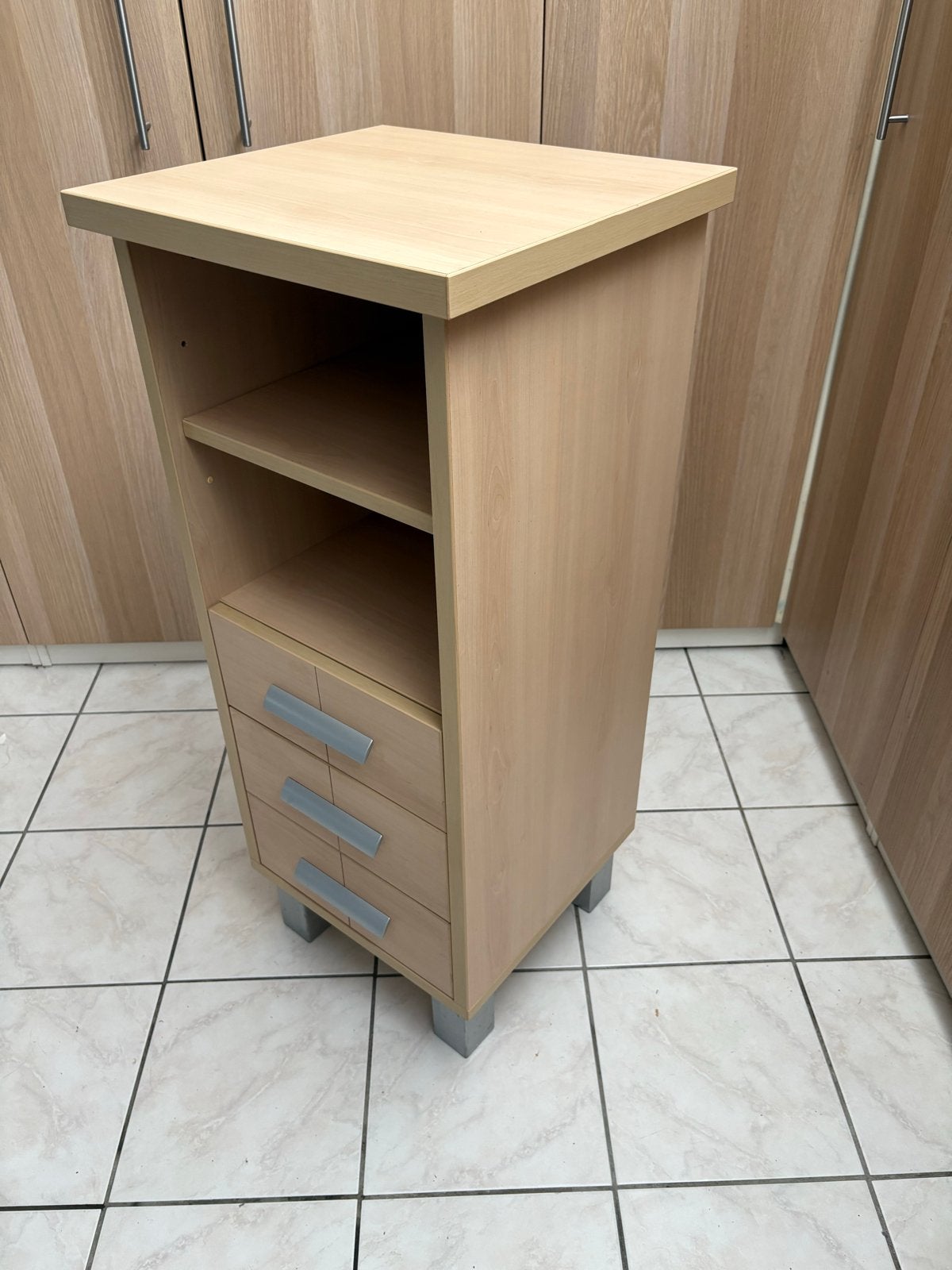 Opbergkast / kast met 3 lades en open vakken, Ophalen, Minder dan 50 cm, Gebruikt, 100 tot 150 cm