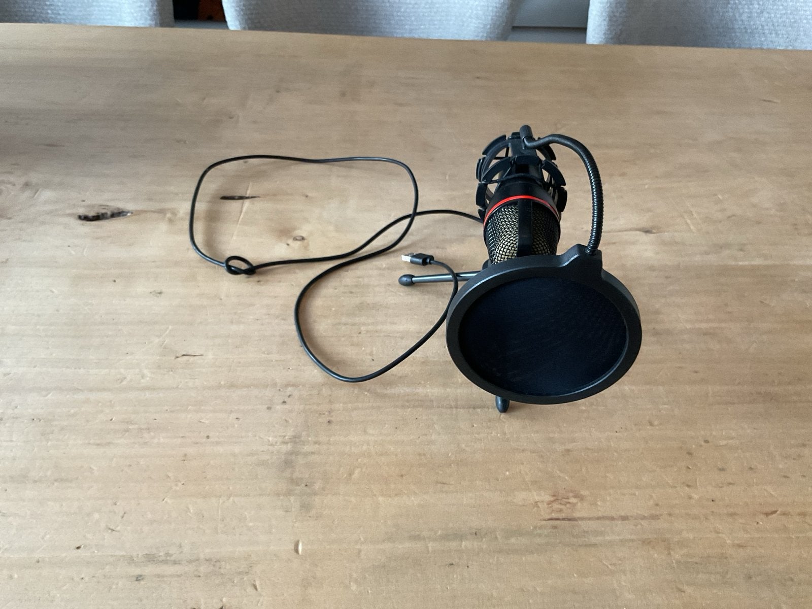 USB Studiomicrofoon met Popfilter en Statief, Muziek en Instrumenten, Microfoons, Ophalen of Verzenden, Zo goed als nieuw, Studiomicrofoon