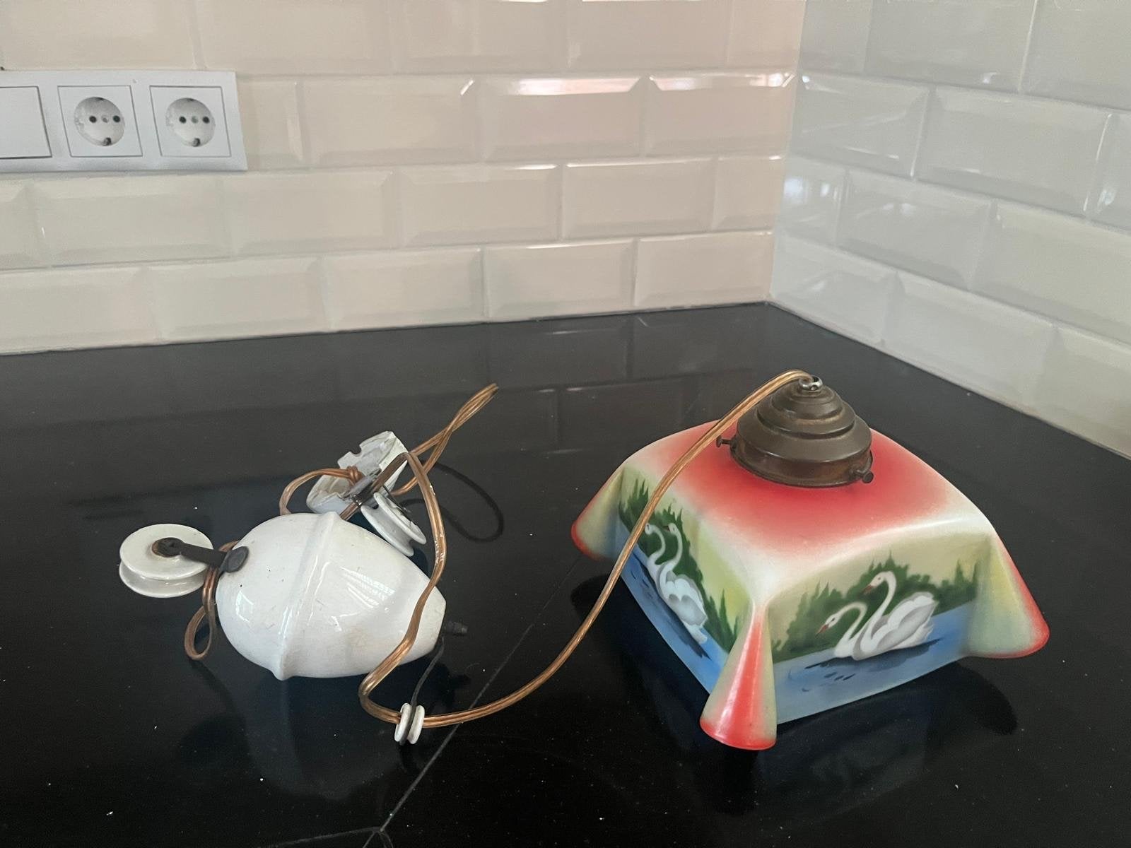 Vintage Plafondlamp met Zwanen Decoratie, Ophalen