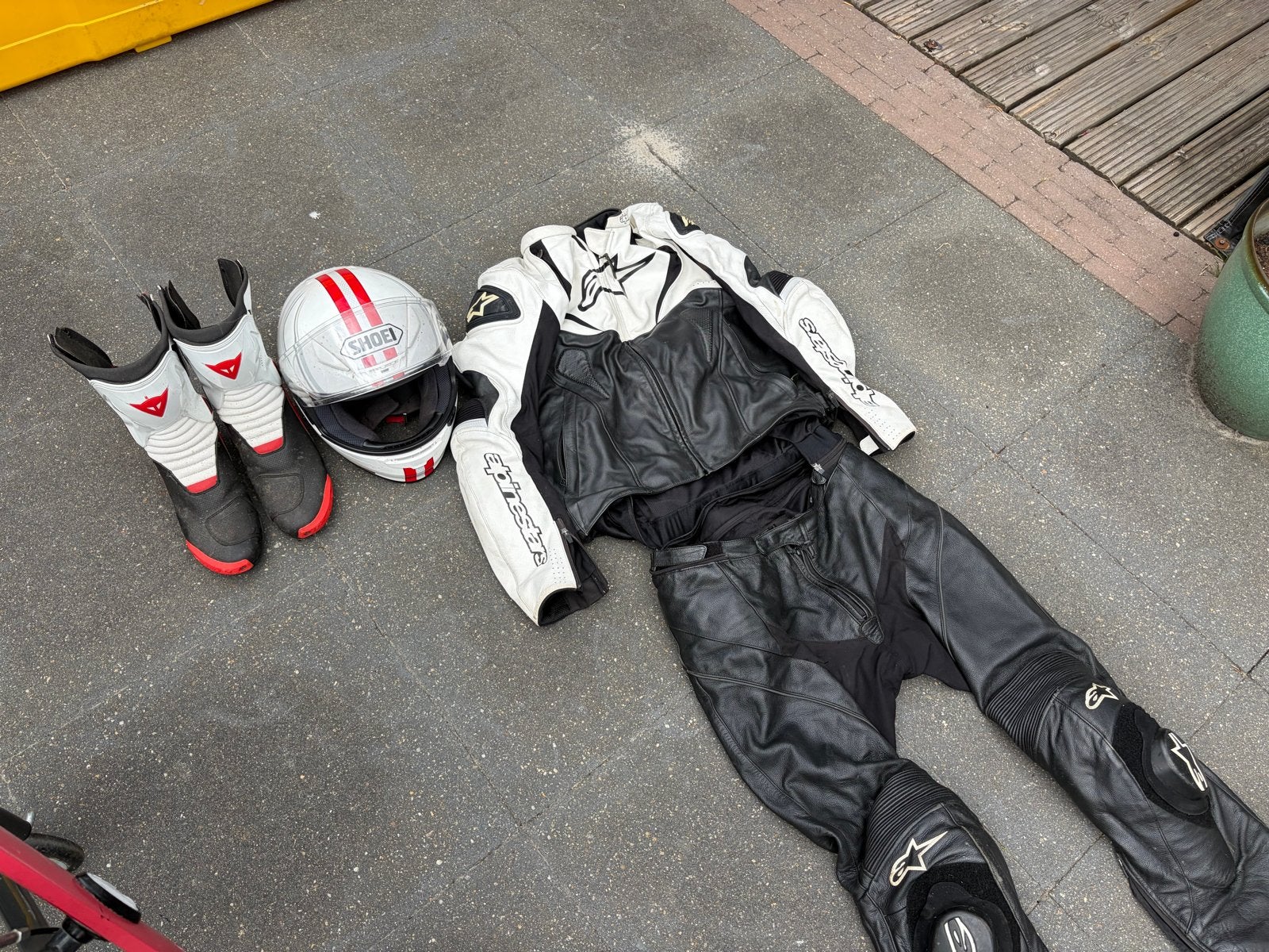 Alpinestars motorpak, Shoei helm, Dainese laarzen, handschoe, Ophalen of Verzenden, Tweedehands, Heren, Combipak
