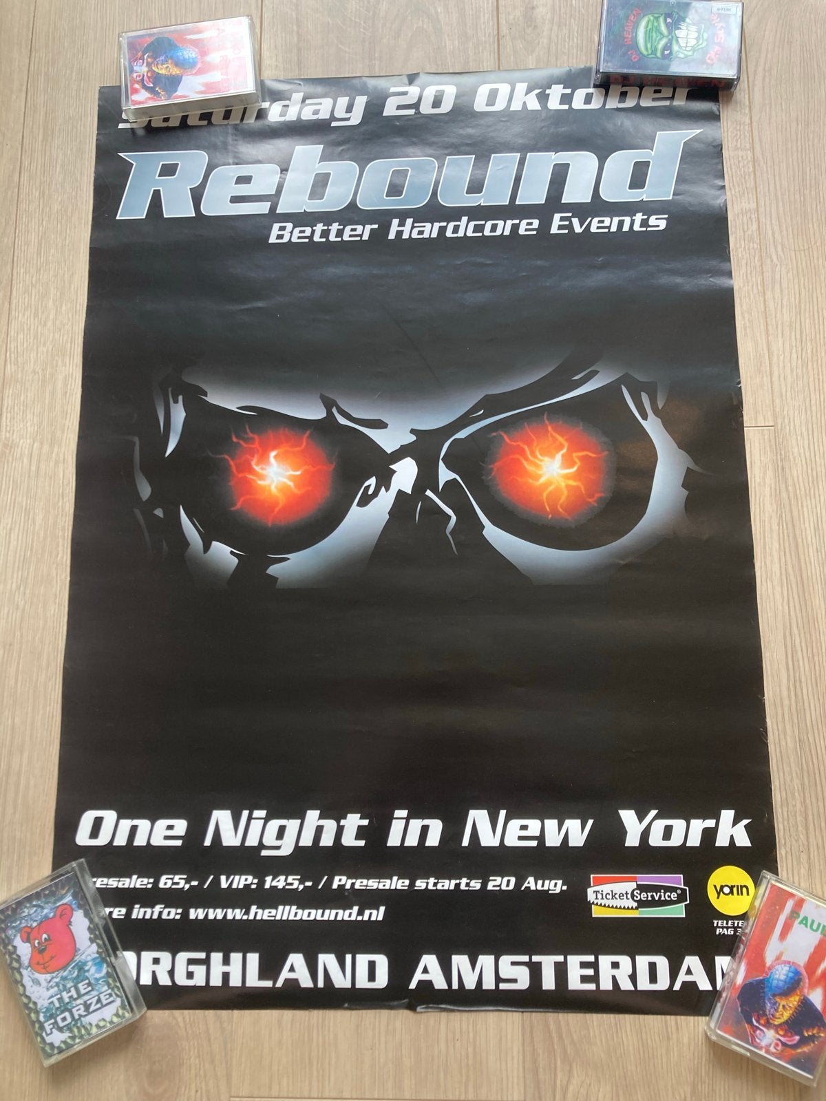 Poster Rebound Hardcore Gabber, Ophalen of Verzenden, A1 t/m A3, Muziek, Rechthoekig Staand