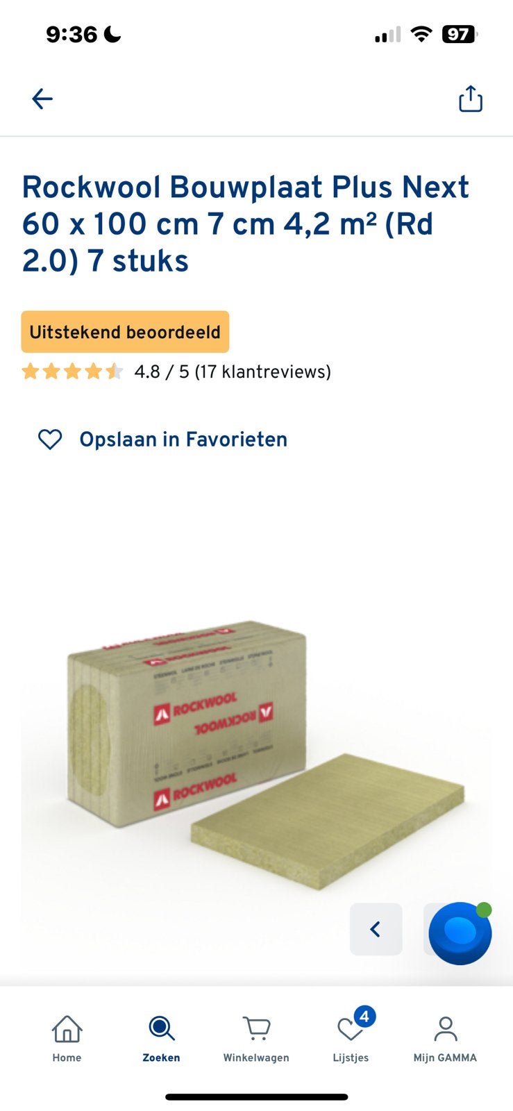 Steenwol rockwool bouwplaat plus isolatie 7cm x60x100, Ophalen, Nieuw, Steenwol, Minder dan 5 m²