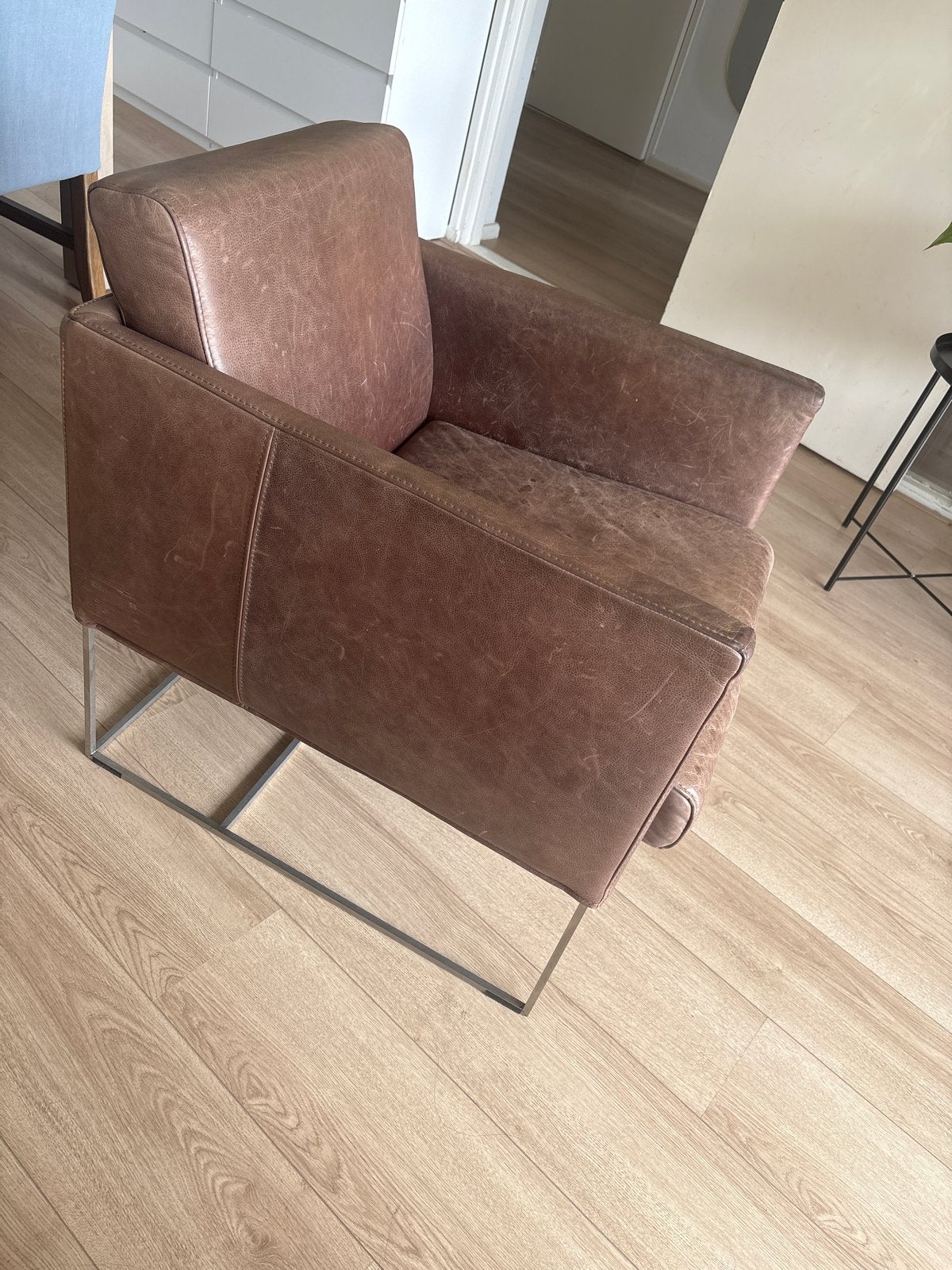 Leren fauteuil van Bert Plantagie, Ophalen, Gebruikt, Leer, 75 tot 100 cm