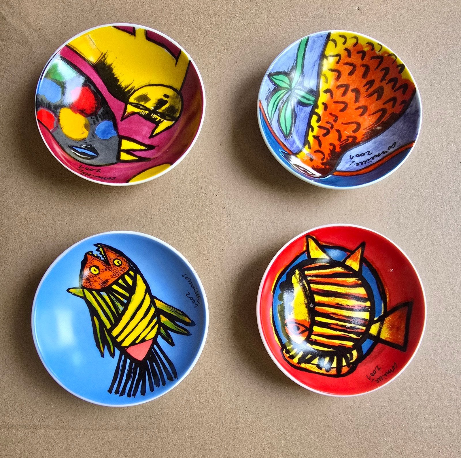 4 schaaltjes van Corneille uit 2001, 12 cm, Ophalen of Verzenden