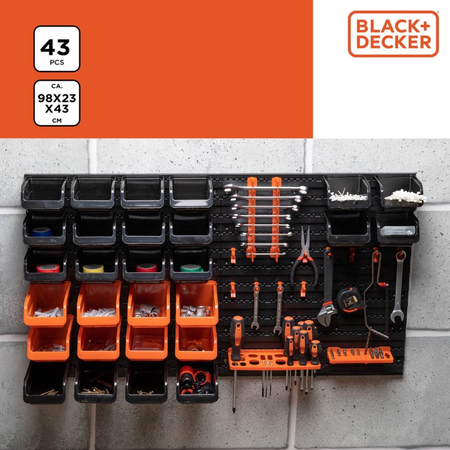 Nieuw BLACK+DECKER 43-delige opbergset opbergwand, Ophalen of Verzenden, Nieuw