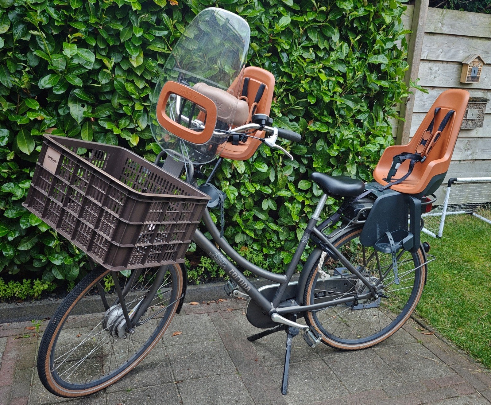 Elektrische Cortina U4 Family moederfiets, 2 zitjes, Gebruikt, Windscherm, 50 tot 53 cm