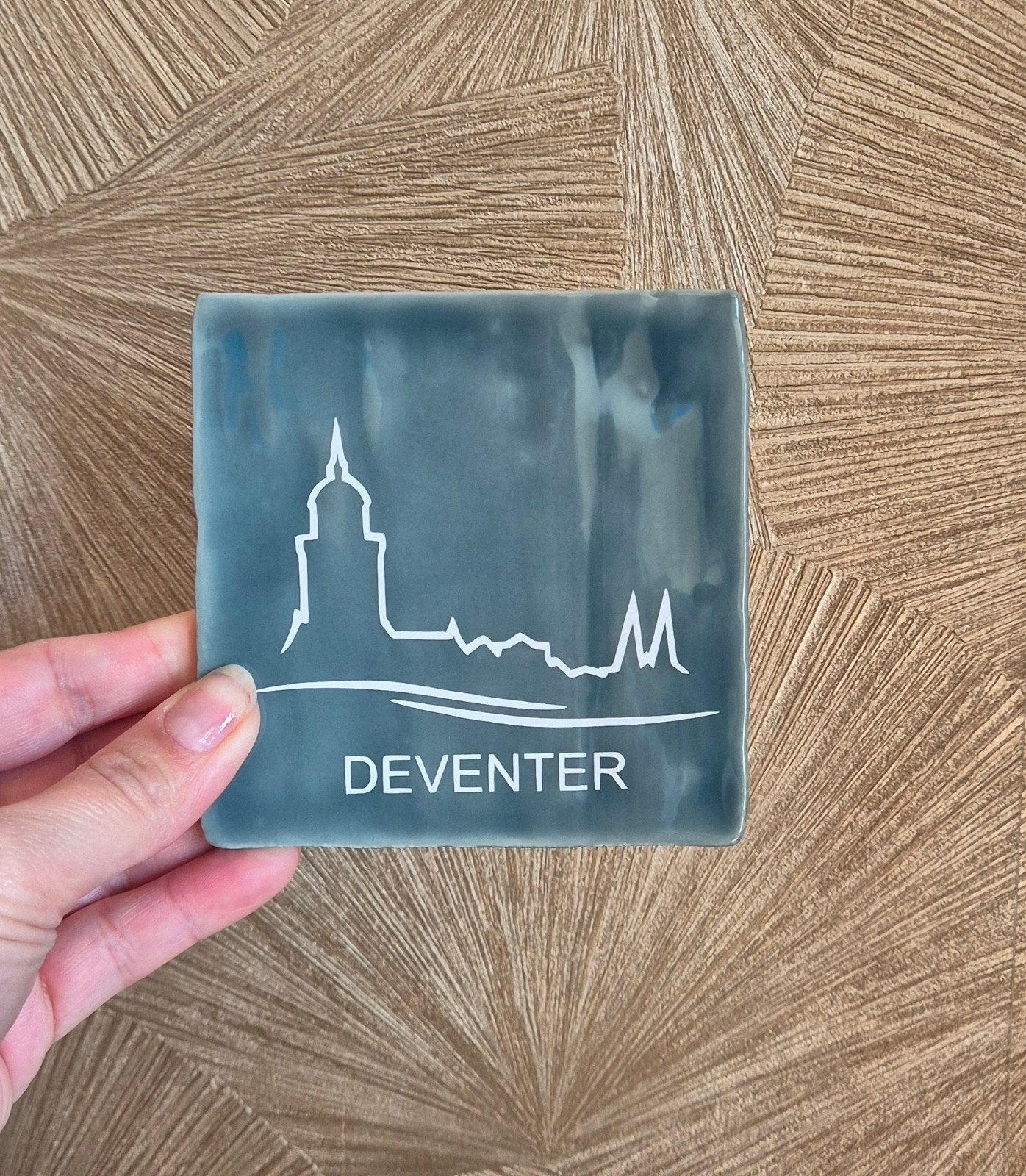 Tegel met skyline van Deventer, Ophalen of Verzenden