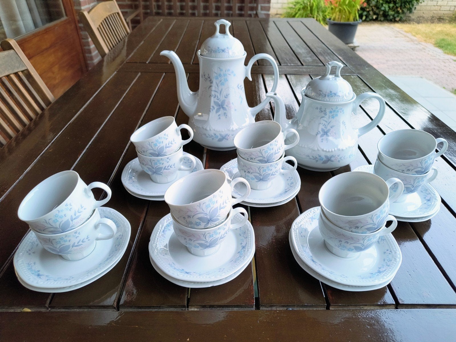 Mitterteich Bavaria 12-delig Servies met Theepot Koffiepot, Ophalen of Verzenden, Gebruikt, Overige stijlen, Compleet servies