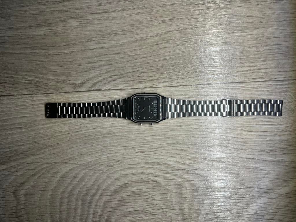 Casio AQ-230A. Verstelbaar (Black dial), Staal, Ophalen of Verzenden, Zo goed als nieuw, Staal