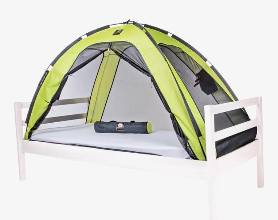 Deryan Bedtent Mosquito Klamboe  - 200x90cm - groen/grijs, Ophalen of Verzenden, Zo goed als nieuw, Tot en met 2