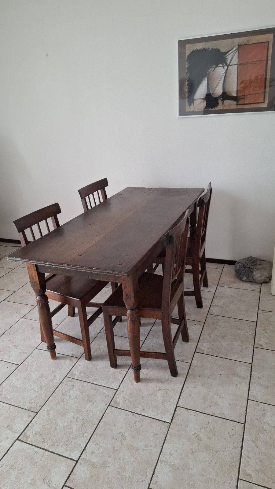 Antieke Eiken Eettafel met 4 Stoelen, Antiek en Kunst, Ophalen