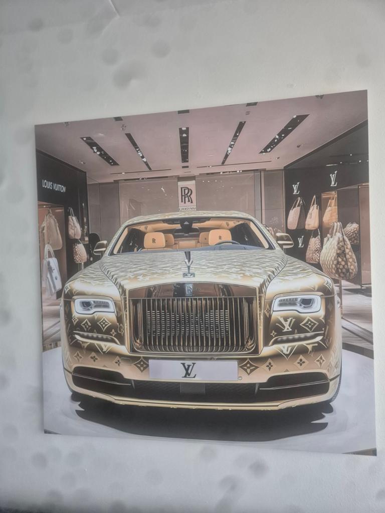 Luxe glasschild Schilderij: Rolls-Royce Louis Vuitton Editie, Antiek en Kunst, Kunst | Schilderijen | Modern, Ophalen of Verzenden