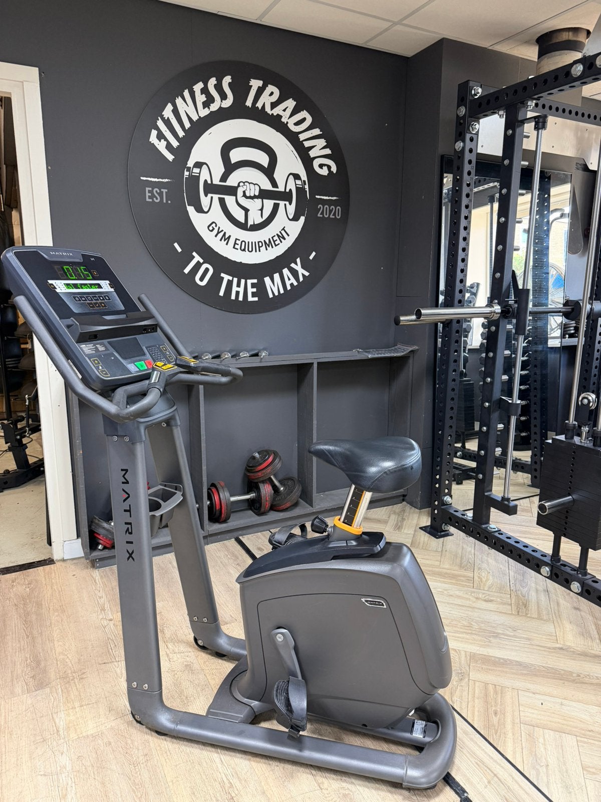 Compacte Matrix hometrainer/upright bike met comfort zadel, Gebruikt, Overige typen, Ophalen of Verzenden, .