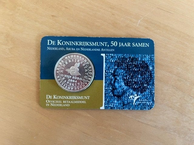 De Koninkrijksmunt, 50 jaar samen. Zilveren munt, Zilver, Ophalen of Verzenden, Losse munt, 5 gulden