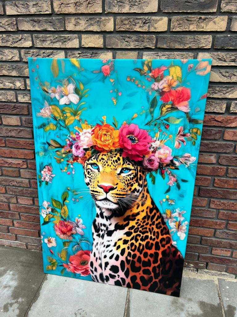 Canvas panter / bloemen whow!, Ophalen