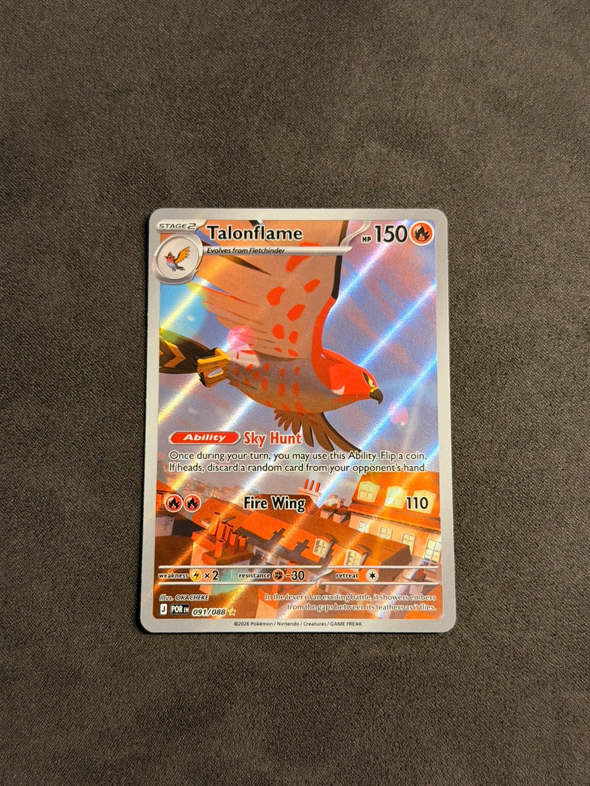 Talonflame #091 - Pokemon kaart, Ophalen of Verzenden, Zo goed als nieuw, Losse kaart