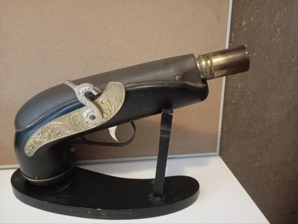 VINTAGE BLUNDERBUSS"MUZIKALE KARAF IN HOUDER ZIE FOTO,S., Ophalen of Verzenden