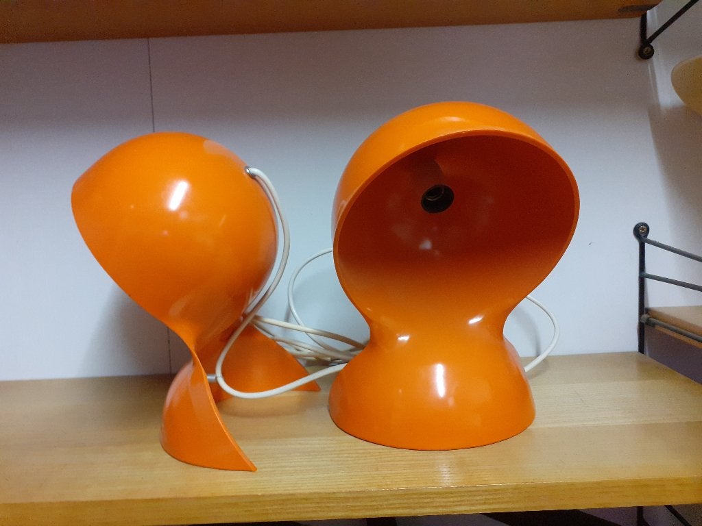 Magistretti design jaren 60 Artemide Dalu tafellamp oranje, Ophalen of Verzenden