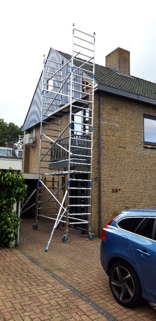 Alumexx rolsteiger 90 x 250 x 8.2 mtr werkhoogte, Ophalen, Gebruikt, Rolsteiger of Kamersteiger, 5 meter of hoger