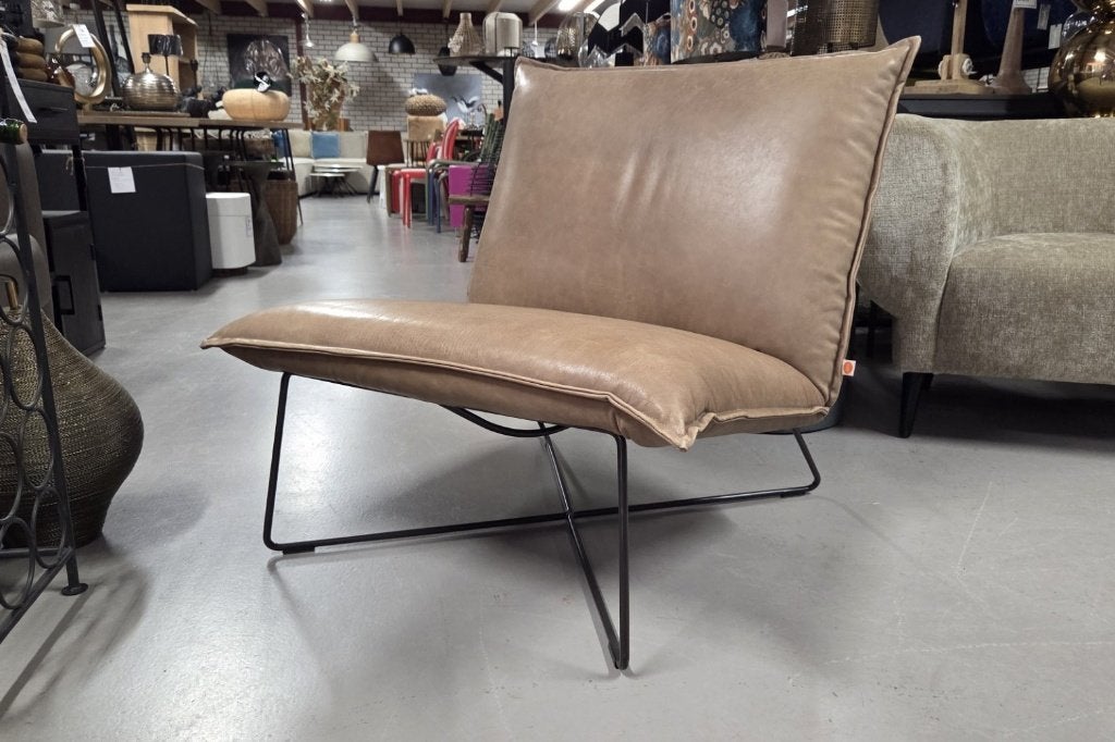 Gave fauteuil EARL Jess Design echt leer vintage industrieel, Huis en Inrichting, Ophalen, Gebruikt, 75 tot 100 cm, 75 tot 100 cm