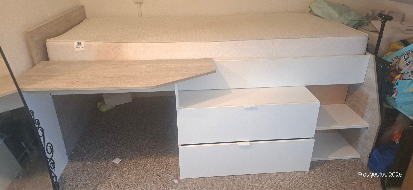 Kajuitbed 1 persoonsbed met lades en bureau, Huis en Inrichting, Slaapkamer | Bedden, Ophalen, Gebruikt, 90 cm, Eenpersoons