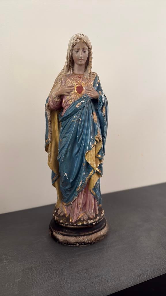 Mariabeeld gips 25 cm, Antiek en Kunst, Antiek | Religie, Ophalen of Verzenden