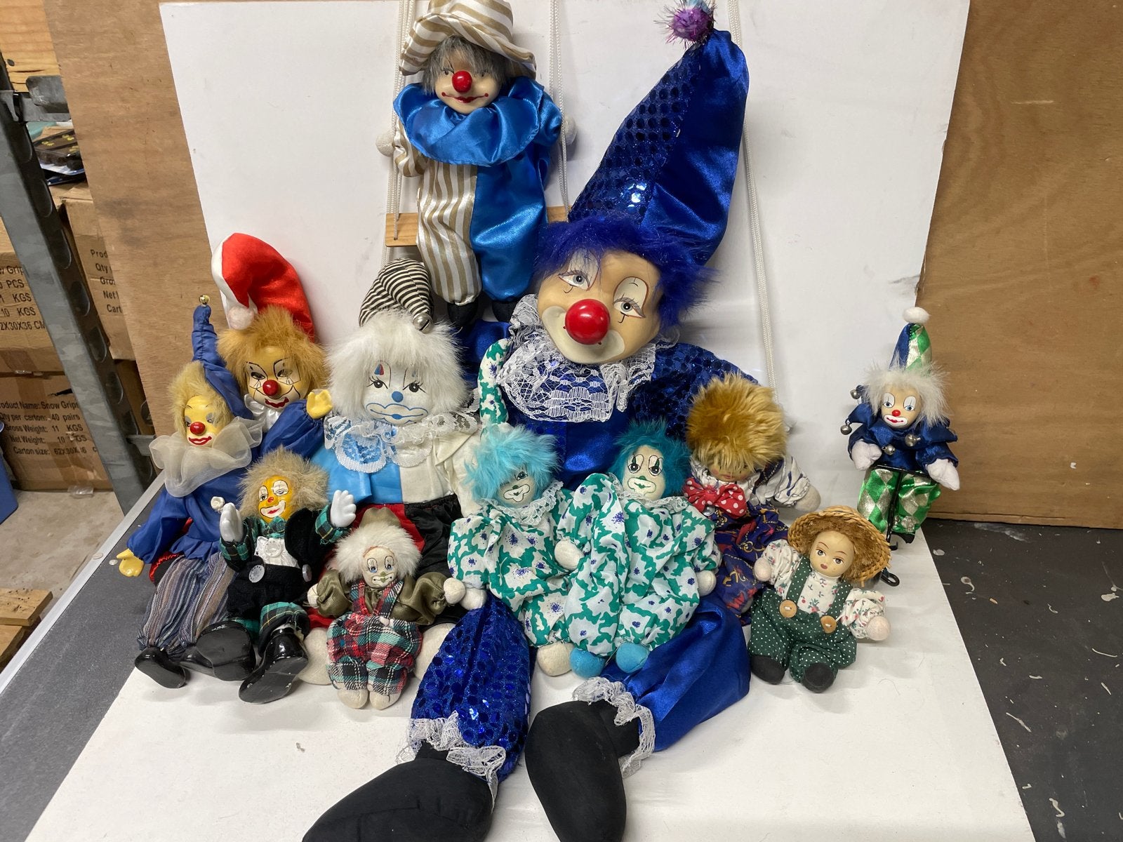 Grote collectie vintage clownpoppen - 12 stuks, Ophalen of Verzenden, Gebruikt