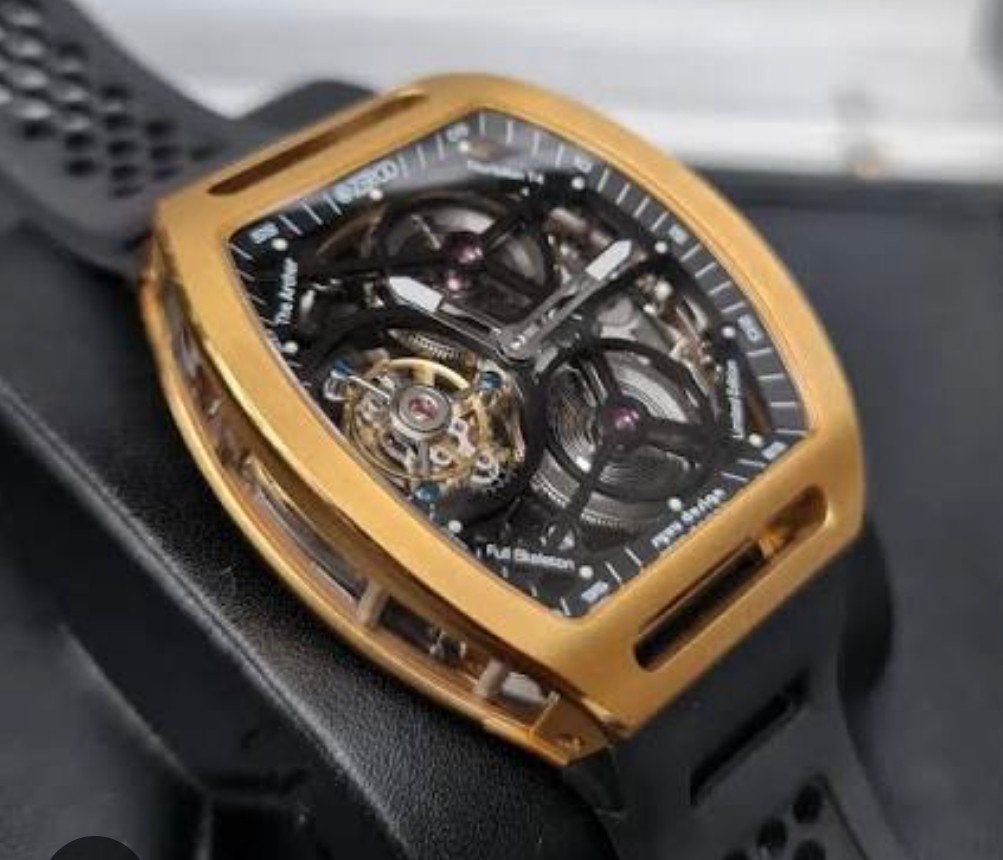 Limited Origineel ZEROO Tourbillon Full Skeleton watch Goud, Ophalen of Verzenden, Overige merken
