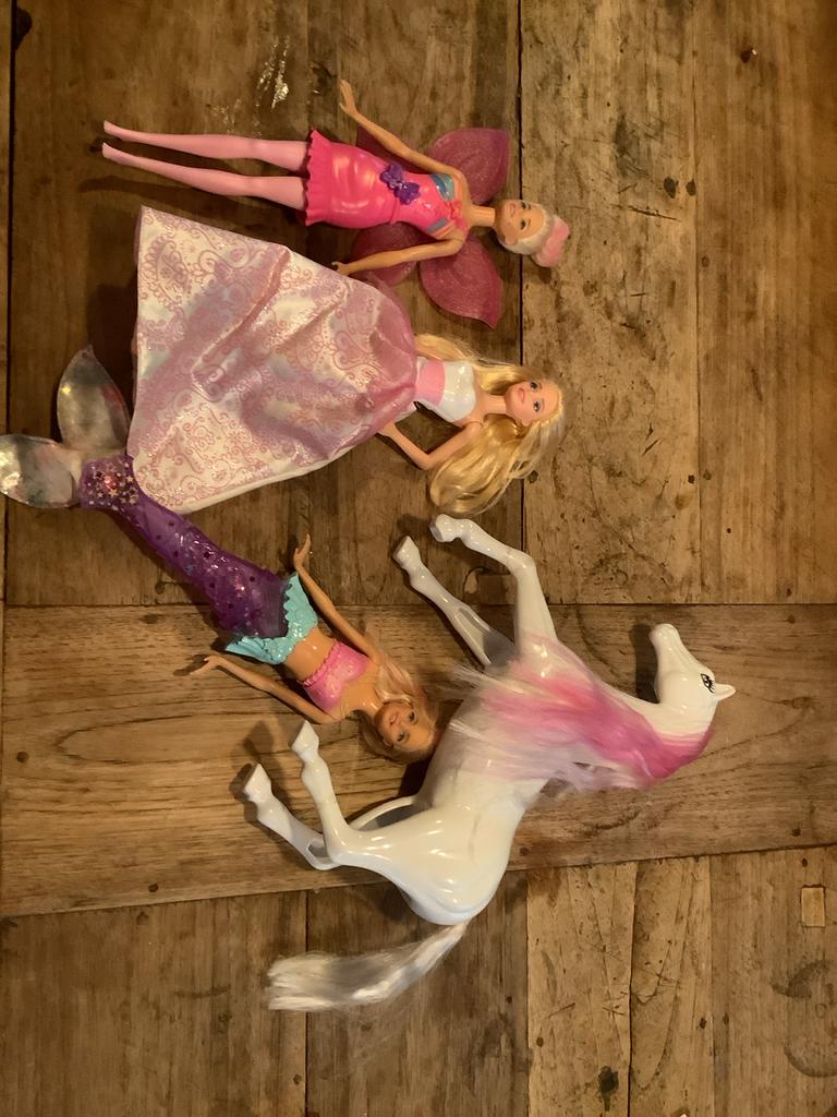 Barbiepoppen met paard - Zeemeermin, prinses en elf, Ophalen of Verzenden, Gebruikt, Barbie