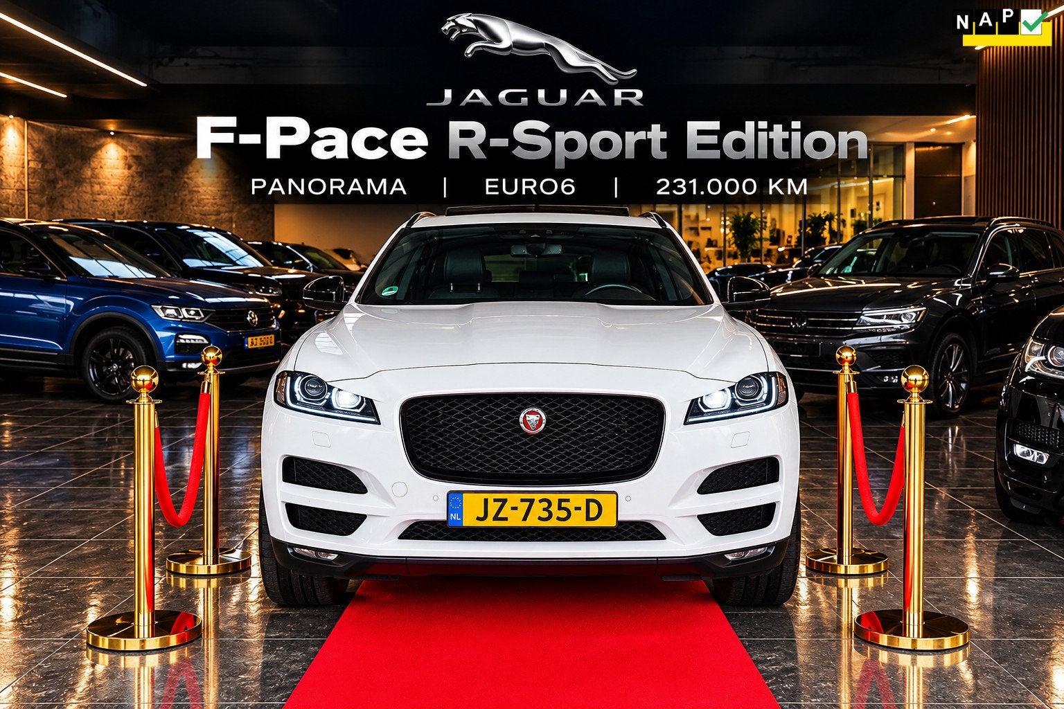 Jaguar F-PACE R-Sport Edition PANO+ EURO6!, Auto's, Achterwielaandrijving, Gebruikt, Euro 6, 2000 kg