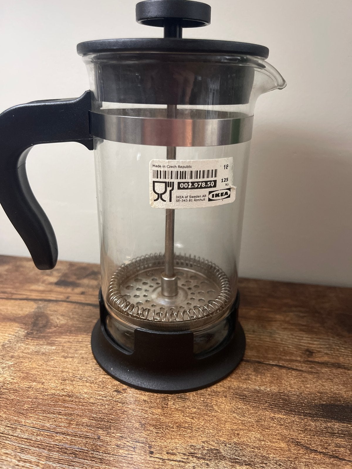 IKEA French Press Koffiezetter - Glazen Cafetière, Ophalen, IKEA, Zwart, Glas