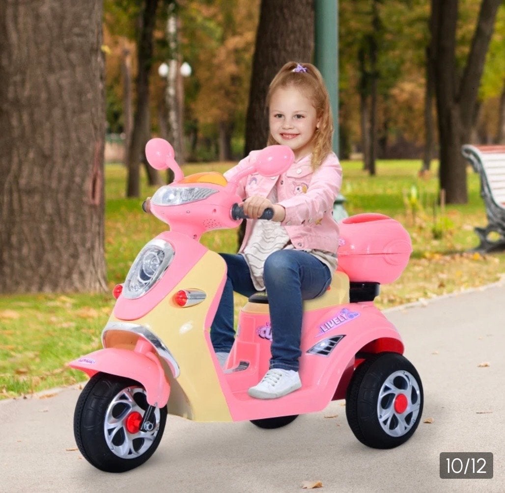 HOMCOM Elektrische Kindermotorfiets Roze Driewieler 3 km/u, Kinderen en Baby's, Nieuw