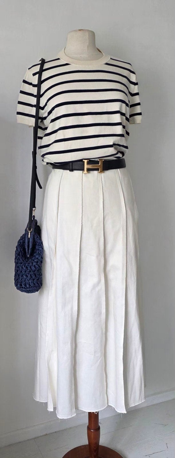 massimo dutti midi/ maxi rok 42, Wit, Maat 42/44 (L), Zo goed als nieuw, Onder de knie