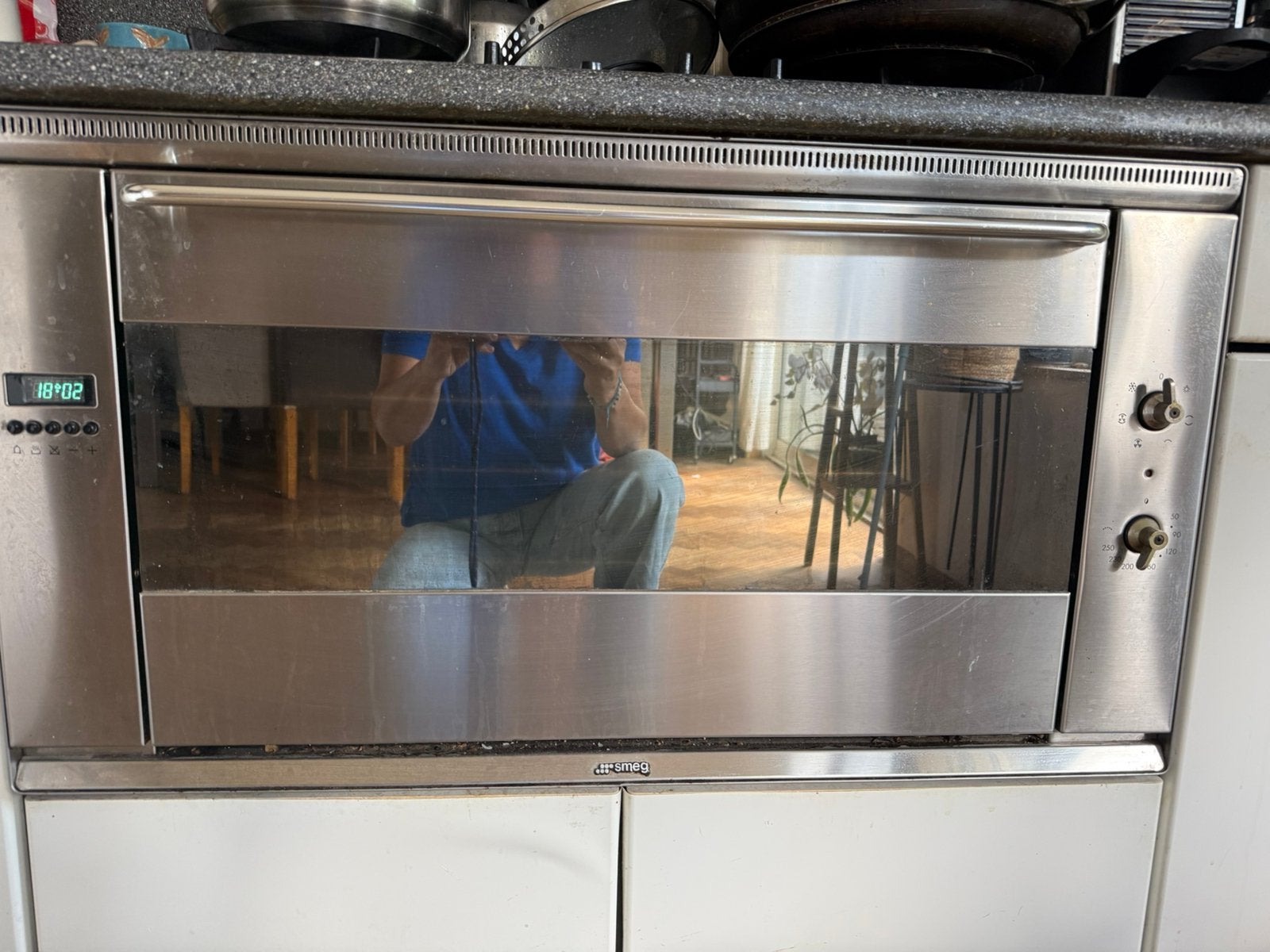 SMEG inbouwoven, 90 cm breed, 48 cm hoog en ong 40 cm diep, Ophalen, 45 tot 50 cm, Gebruikt, Smeg