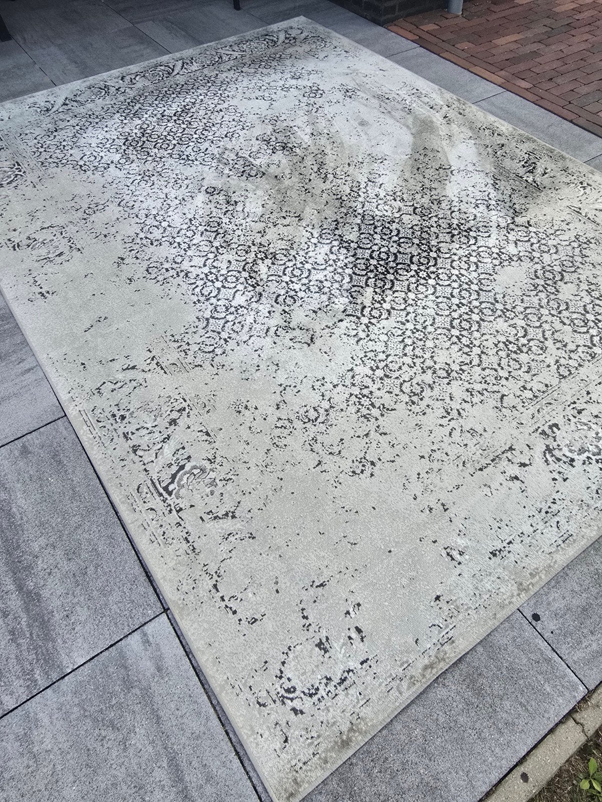 Vintage vloerkleed 290x200 cm - Grijs/Zwart, Ophalen, Vintage, 200 cm of meer, Grijs