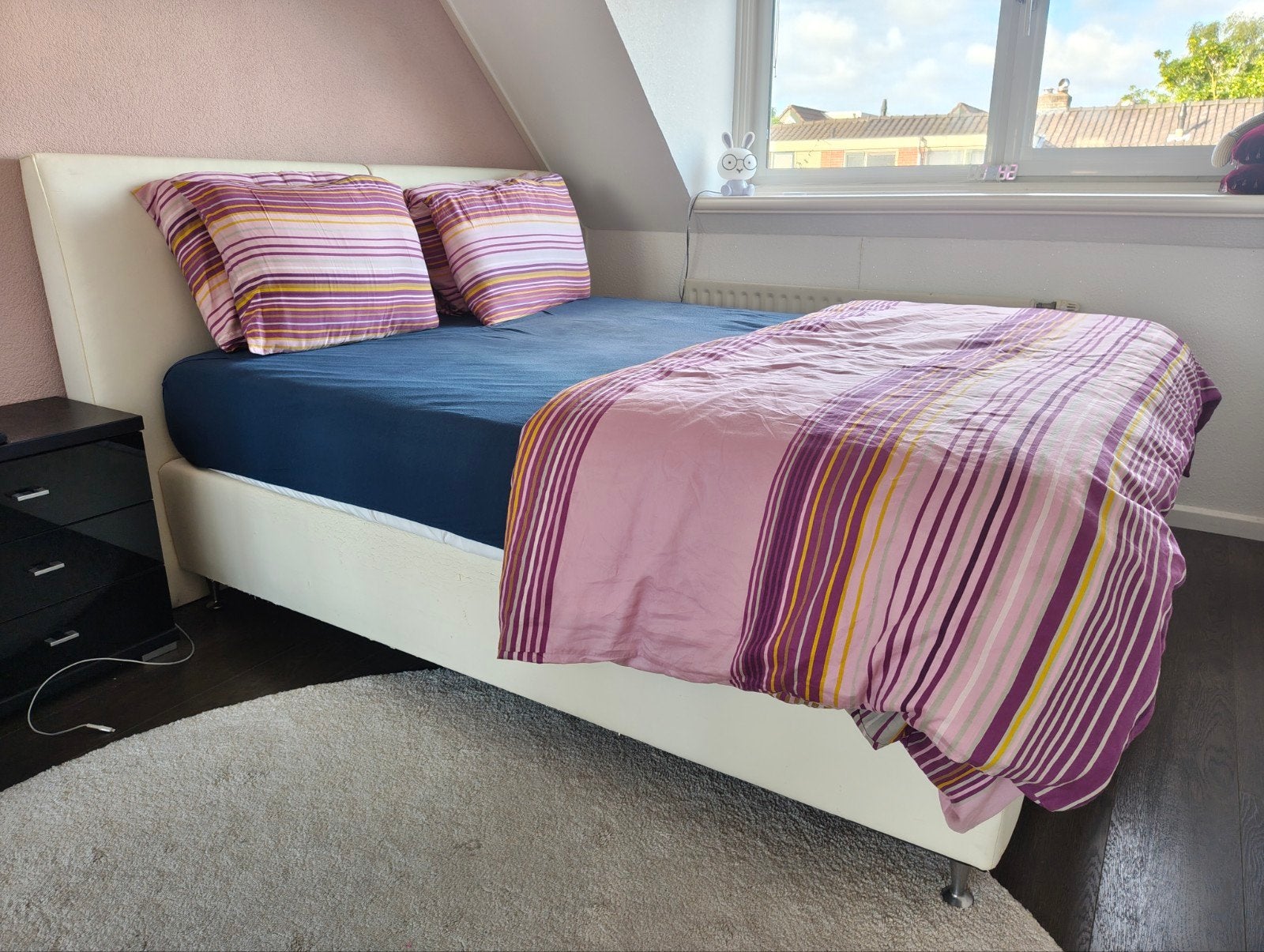 Gratis Boxspring 2 persoons bed, Huis en Inrichting, Slaapkamer | Bedden, Overige materialen, Gebruikt, Wit, Tweepersoons