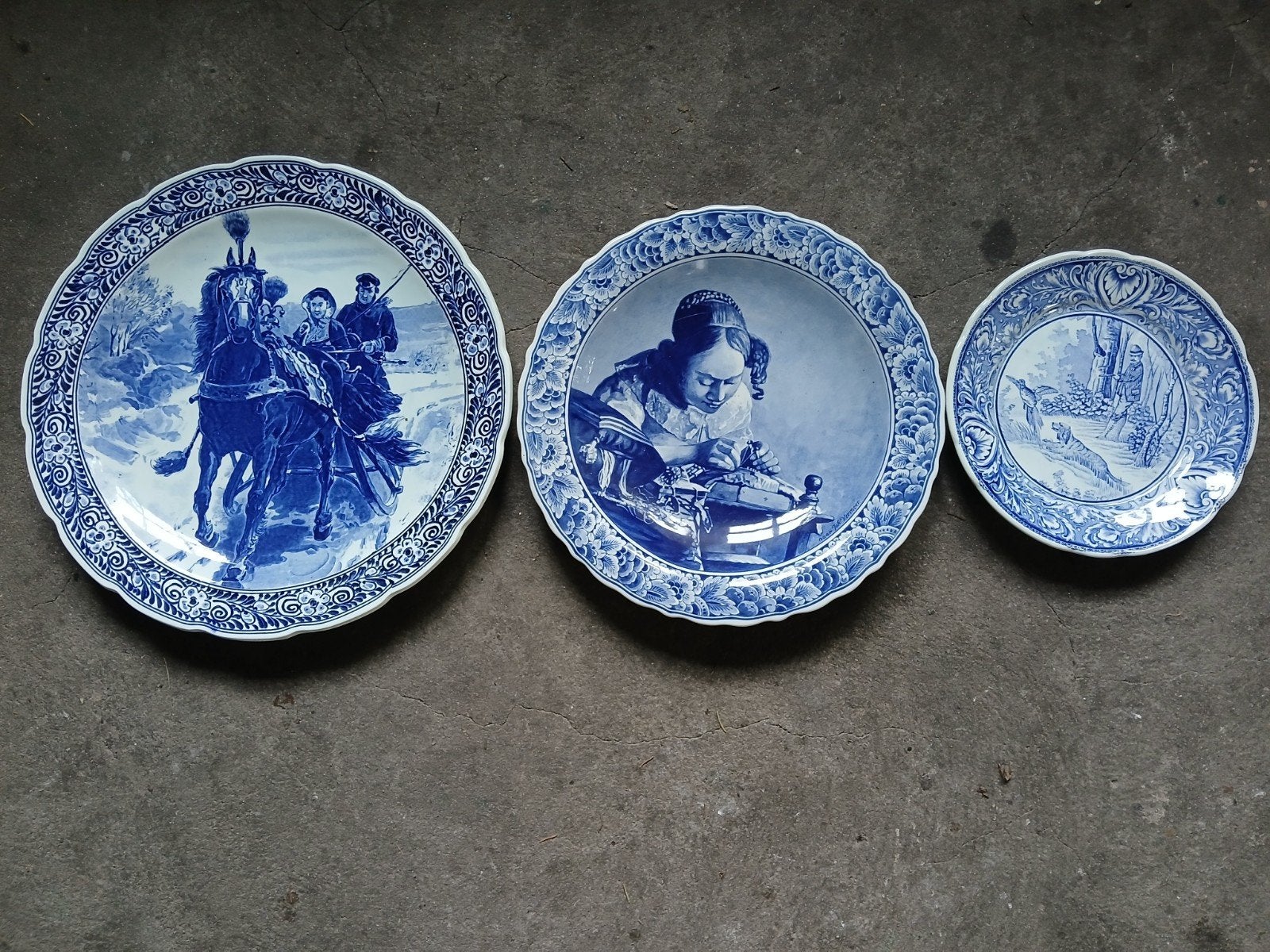 Set van 3 Delfts Blauwe Wandborden - Diverse Scènes, Antiek en Kunst, Ophalen