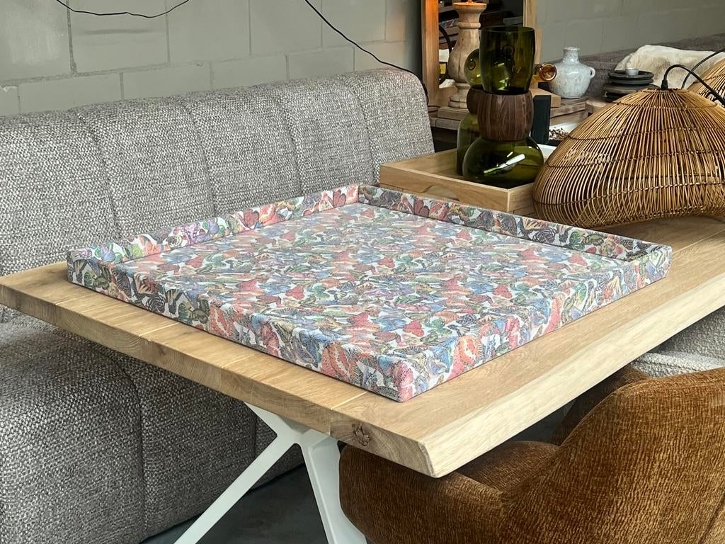 Dienblaf echt runderleer vlinder/bloem, Huis en Inrichting, Woonaccessoires | Dienbladen, Ophalen of Verzenden, Nieuw, Rond