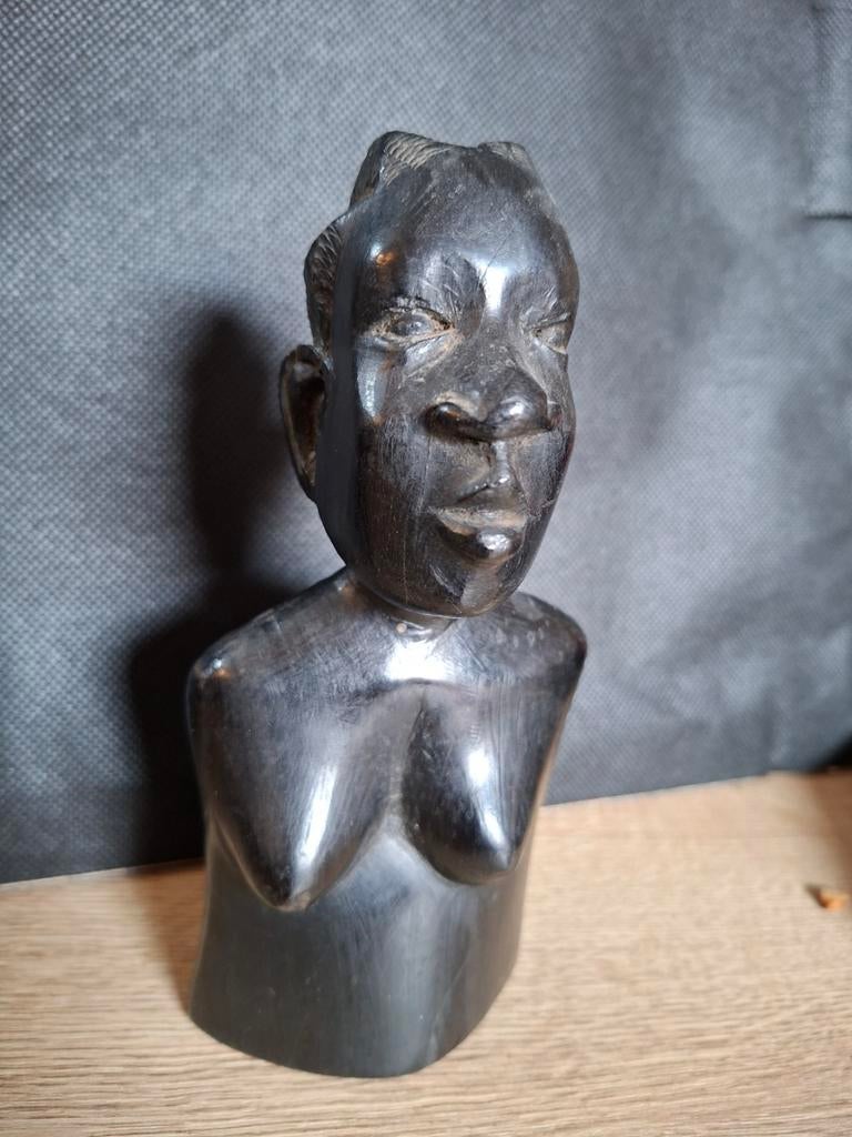 Ebbenhouten Vrouwenbeeldje uit Afrika - Handgemaakt, Ophalen of Verzenden