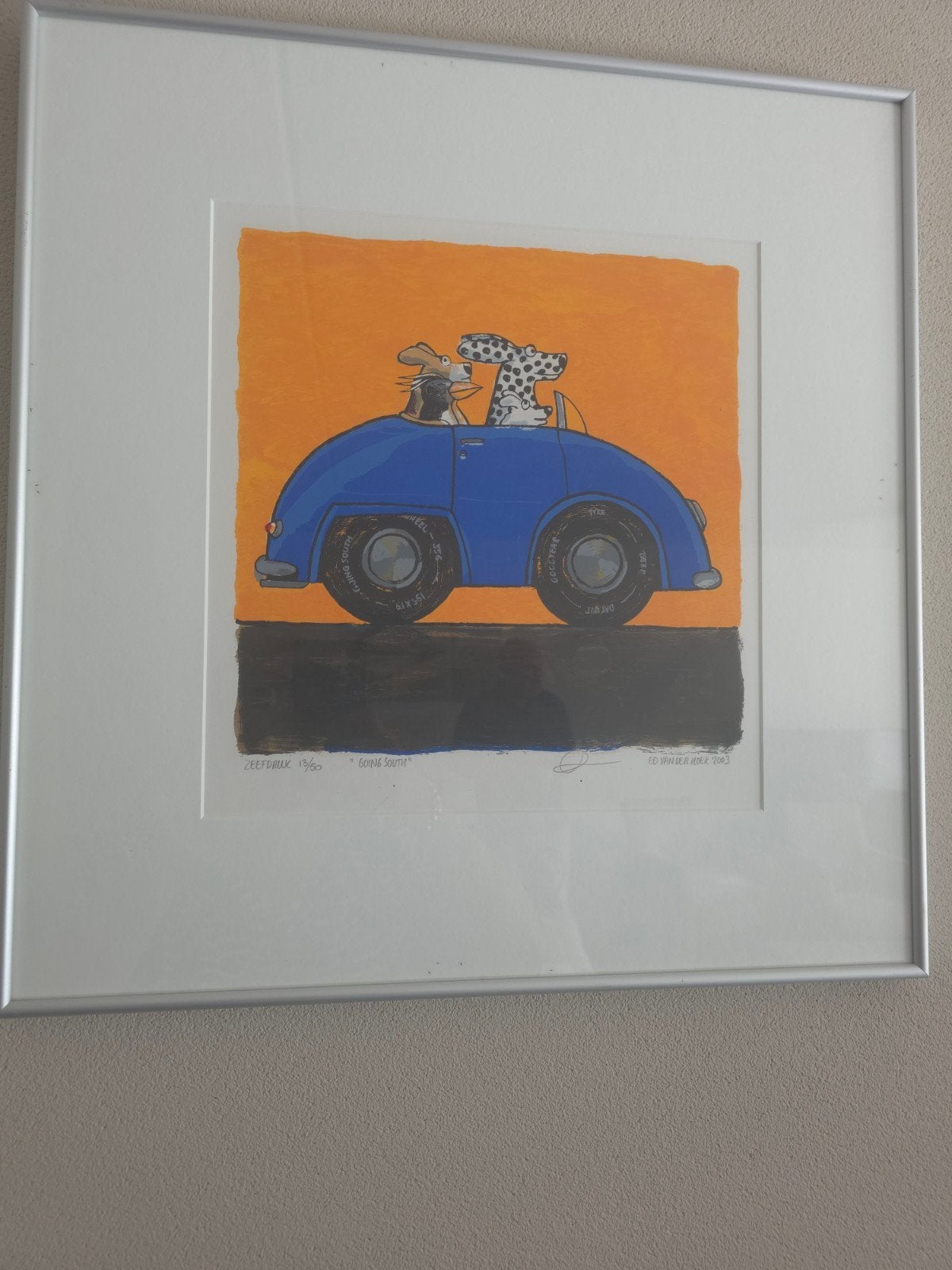 Ed van der Hoek - Zeefdruk "Going South" (2003), Antiek en Kunst, Kunst | Litho's en Zeefdrukken, Ingelijst, Ophalen of Verzenden