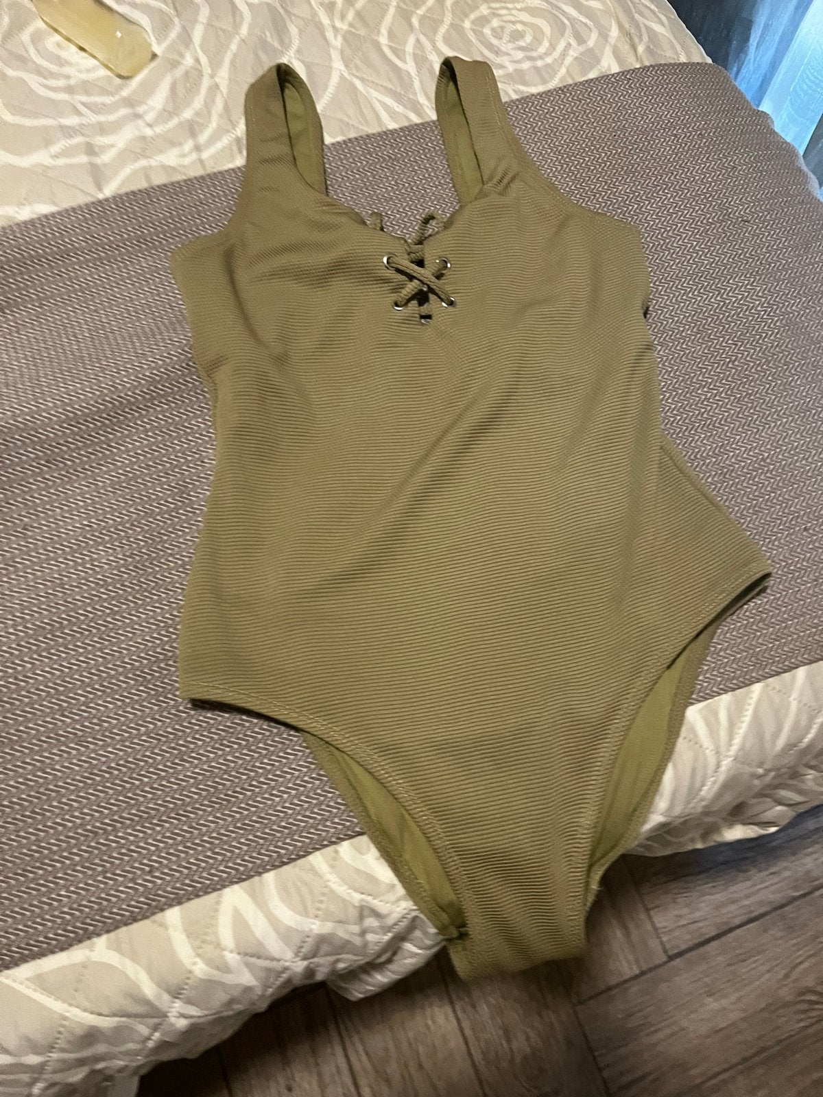 Primark Badpak - Ribstof met Vetersluiting, Ophalen of Verzenden, Zo goed als nieuw, Groen, Badpak